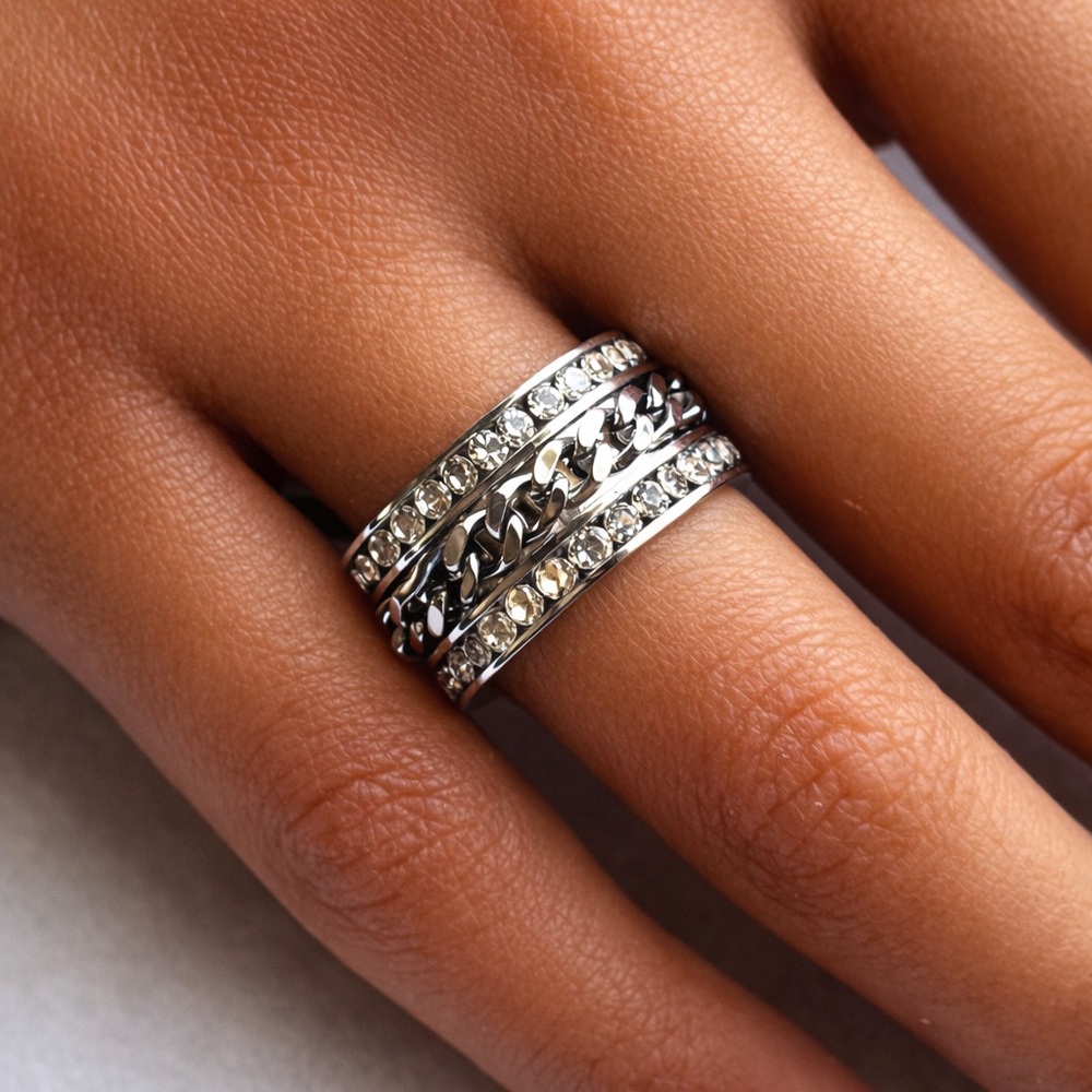 Stainless Steal Silver Spinner Ring